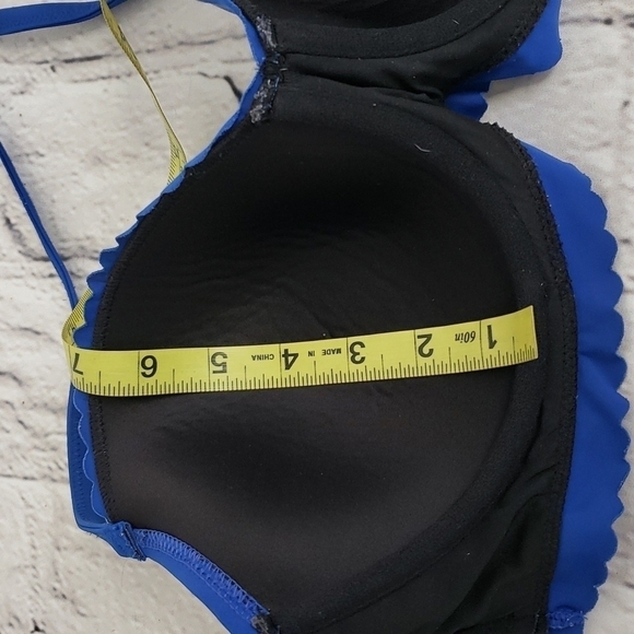 VICTORIA'S Secret Royal Blue Scalloped Edge Bikini Underwire Top Only 36D EUC - Picture 7 of 8